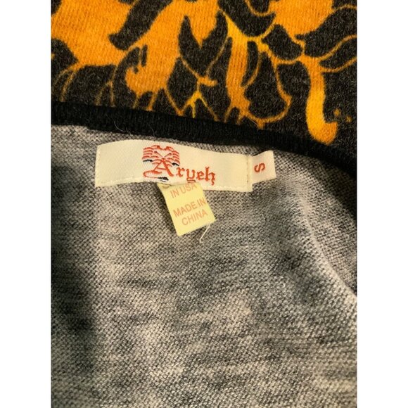 Aryeh Black & Yellow Paisley 3/4 Flare Sleeve Dress, Size Small - Picture 8 of 8